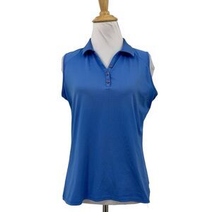 Sport Haley Top Womens Small Copen Blue Sleeveless Performance Golf Tennis Polo